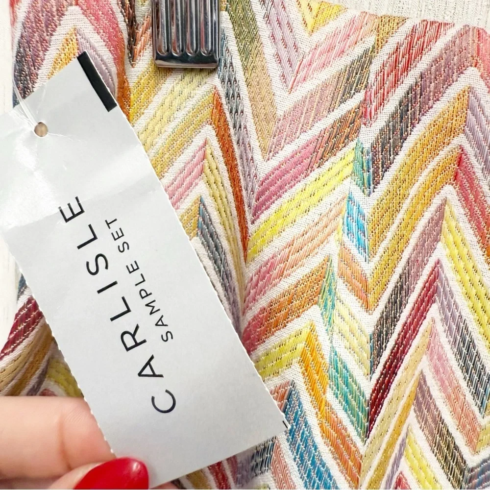 NWT Per Se By Carlisle Multicolored Fringed Chevron Mini Skirt, Size 8 - Picture 7 of 10